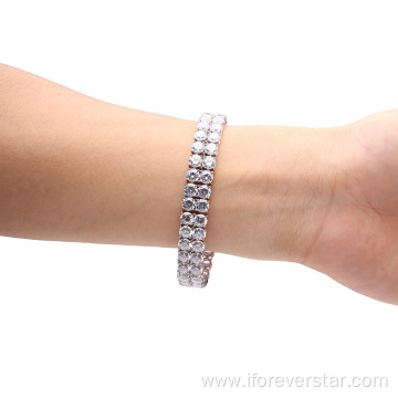 2 Raws 5A CZ 925 Silver Tennis Bracelet